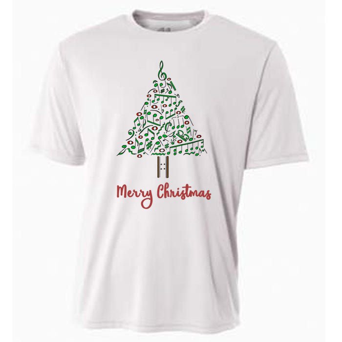 Musical Notes Christmas Tree Cooling Performance Crew T-Shirt