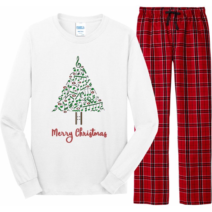 Musical Notes Christmas Tree Long Sleeve Pajama Set