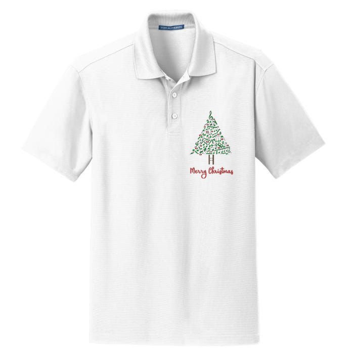 Musical Notes Christmas Tree Dry Zone Grid Polo