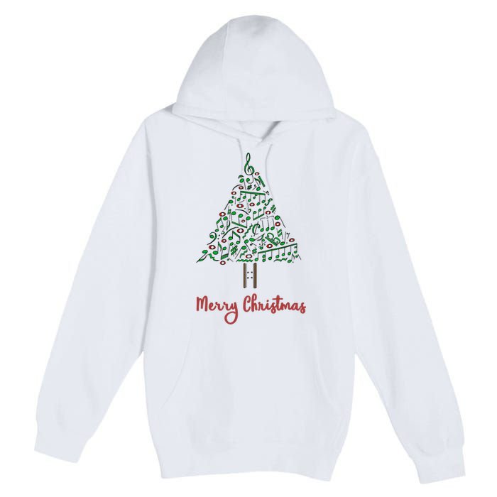 Musical Notes Christmas Tree Premium Pullover Hoodie