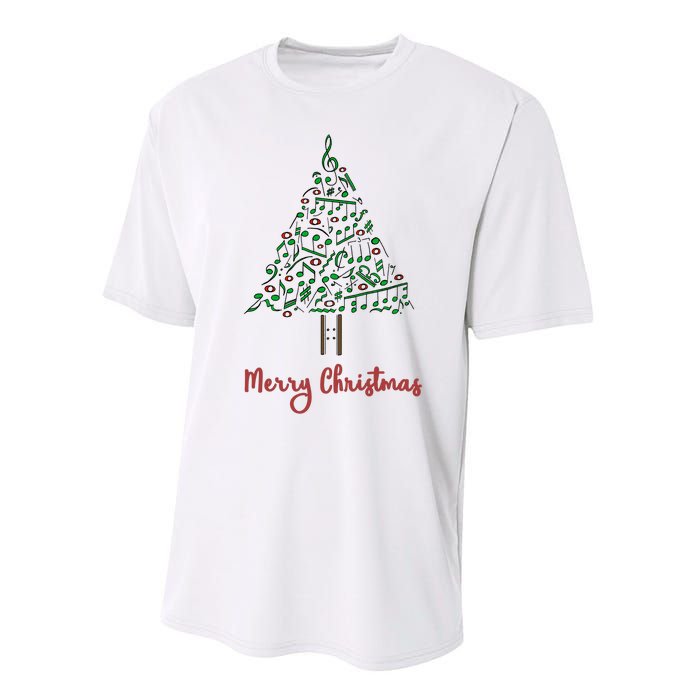 Musical Notes Christmas Tree Performance Sprint T-Shirt