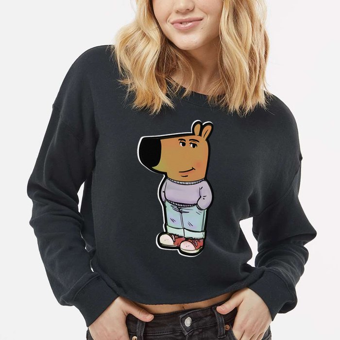 My New Character Is A Chill Guy Meme Funny Chill Guy Meme Cropped Pullover Crew