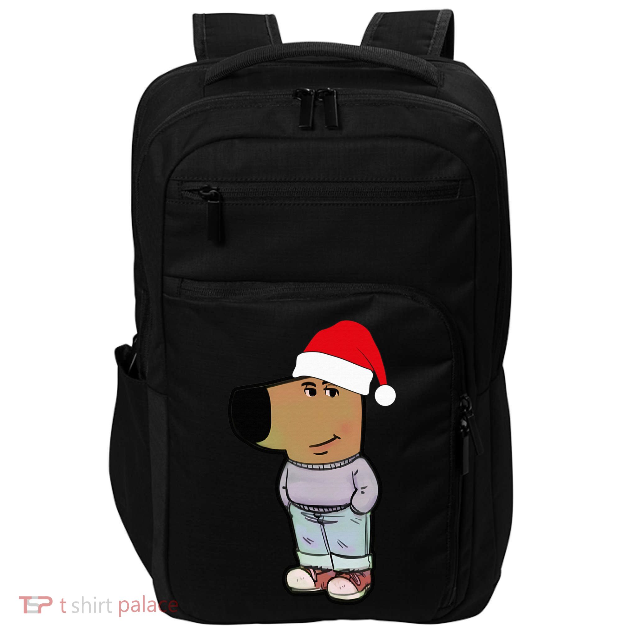 My New Character Is A Chill Guy Meme Wearing Santa Hat Chill Guy Meme Impact Tech Backpack