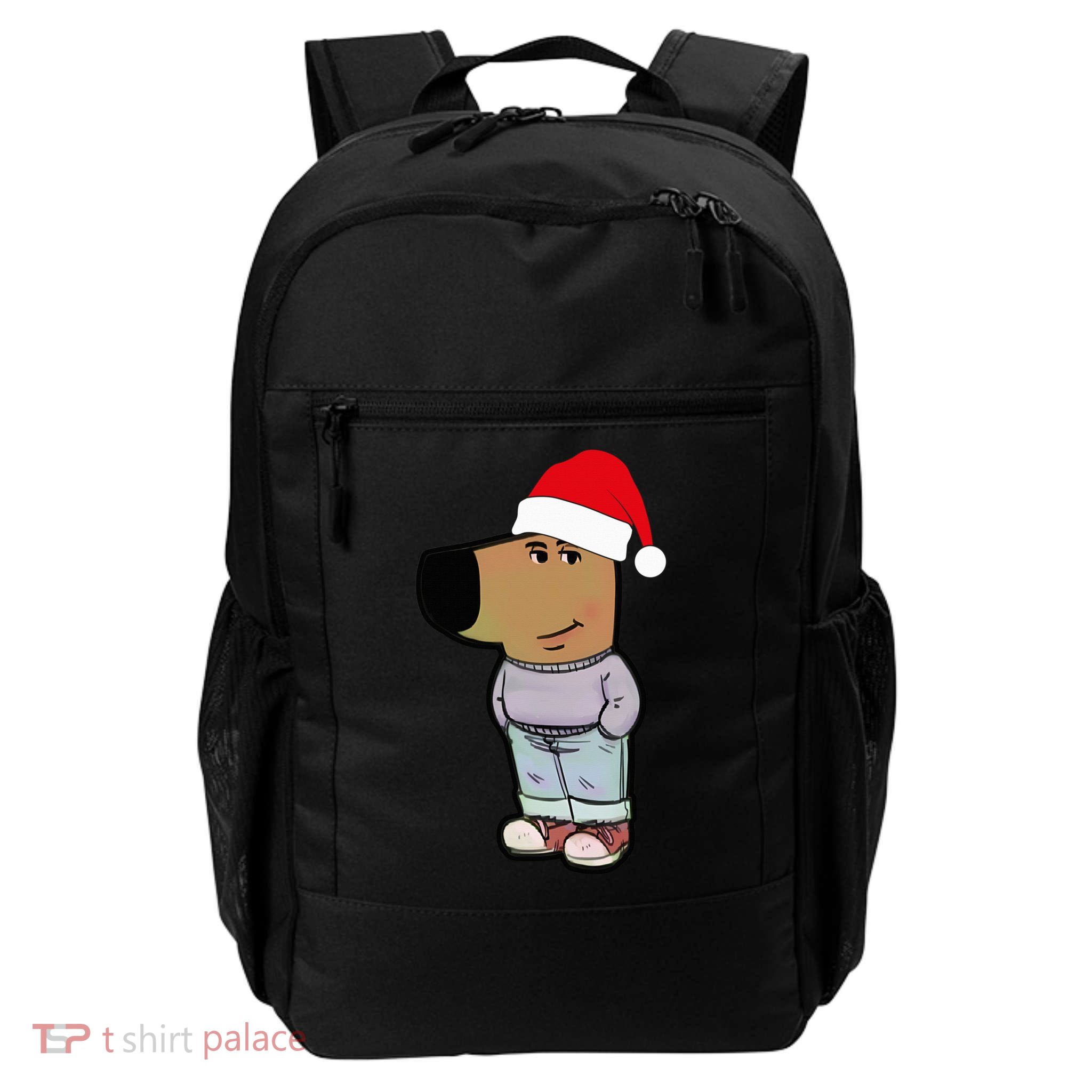 My New Character Is A Chill Guy Meme Wearing Santa Hat Chill Guy Meme Daily Commute Backpack
