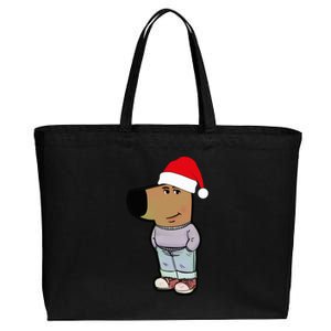 My New Character Is A Chill Guy Meme Wearing Santa Hat Chill Guy Meme Cotton Canvas Jumbo Tote