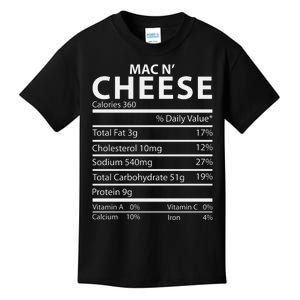 Mac N' Cheese Nutrition Facts Family Matching Kids T-Shirt