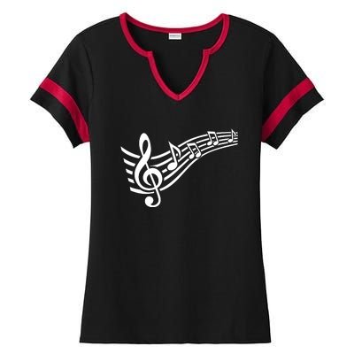 Music Notes Clef Ladies Halftime Notch Neck Tee