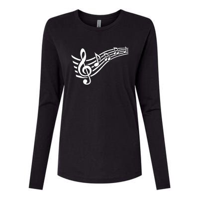 Music Notes Clef Womens Cotton Relaxed Long Sleeve T-Shirt