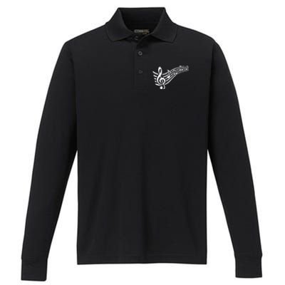 Music Notes Clef Performance Long Sleeve Polo