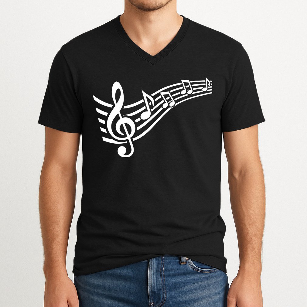 Music Notes Clef V-Neck T-Shirt