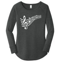 Music Notes Clef Women's Perfect Tri Tunic Long Sleeve Shirt