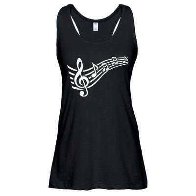 Music Notes Clef Ladies Essential Flowy Tank