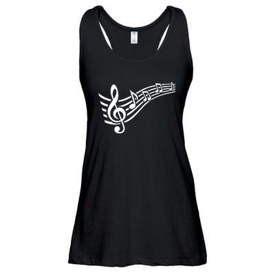 Music Notes Clef Ladies Essential Flowy Tank