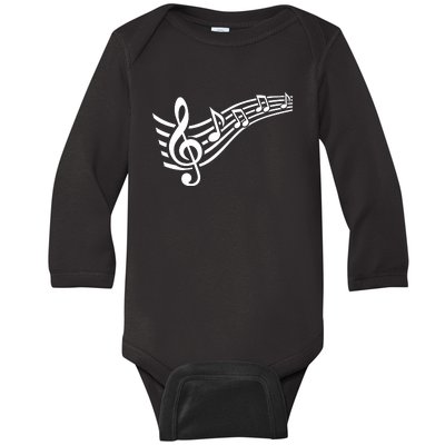 Music Notes Clef Baby Long Sleeve Bodysuit