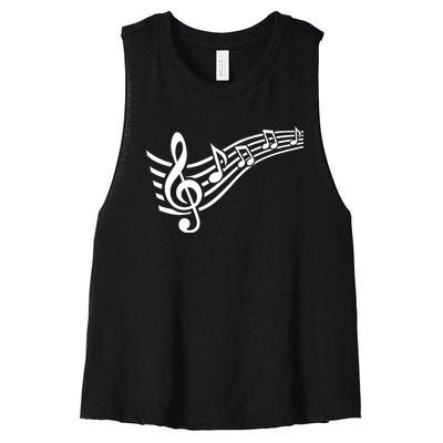 Music Notes Clef Women's Racerback Cropped Tank