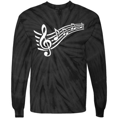 Music Notes Clef Tie-Dye Long Sleeve Shirt