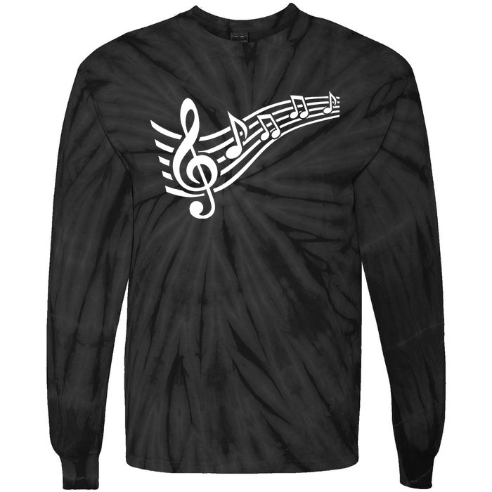 Music Notes Clef Tie-Dye Long Sleeve Shirt