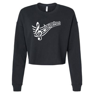 Music Notes Clef Cropped Pullover Crew