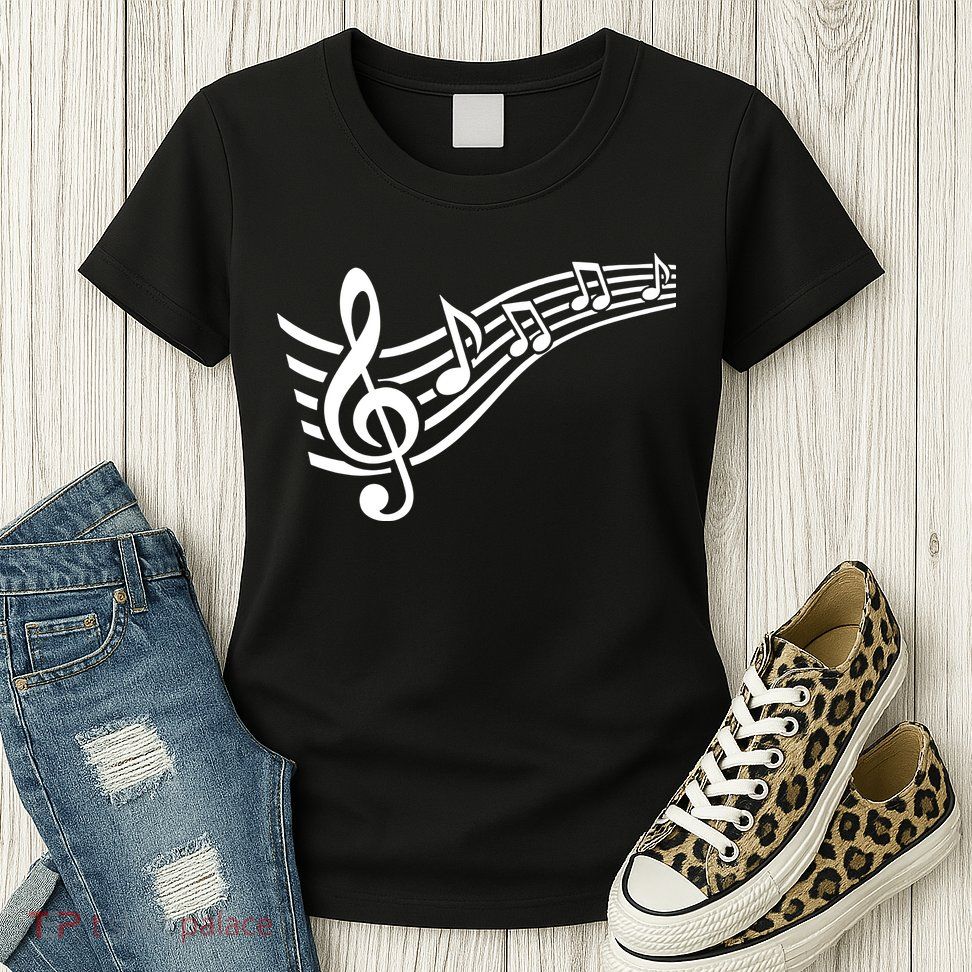 Music Notes Clef Womens T-Shirt
