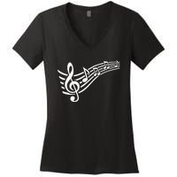 Music Notes Clef Women's V-Neck T-Shirt