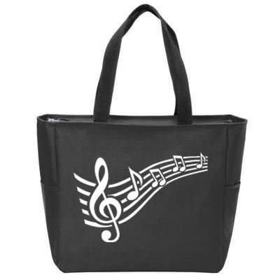 Music Notes Clef Zip Tote Bag