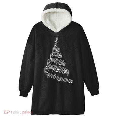 Music Note Christmas Tree Xmas Pajama Musician Hooded Wearable Blanket