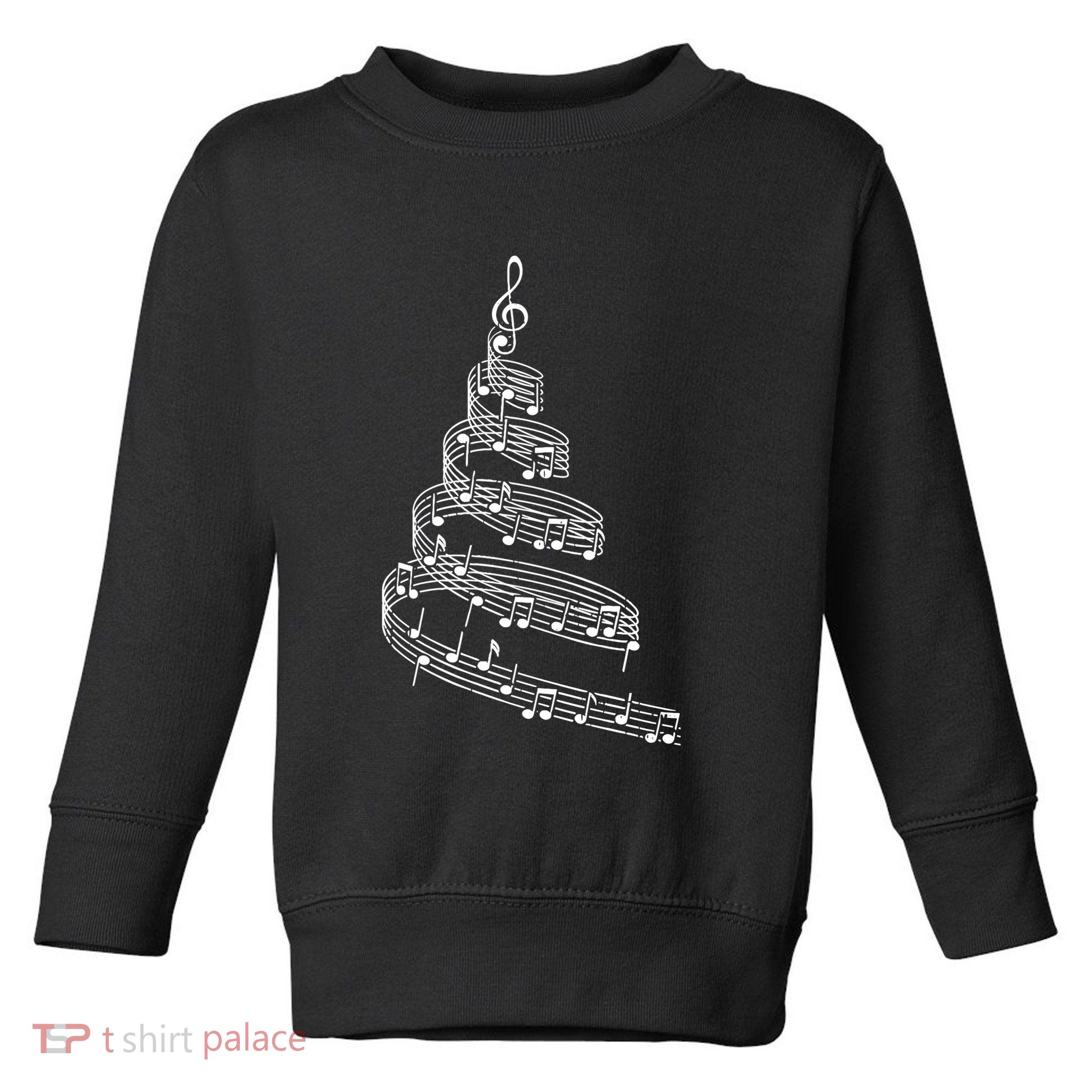 Music Note Christmas Tree Xmas Pajama Musician Toddler Sweatshirt