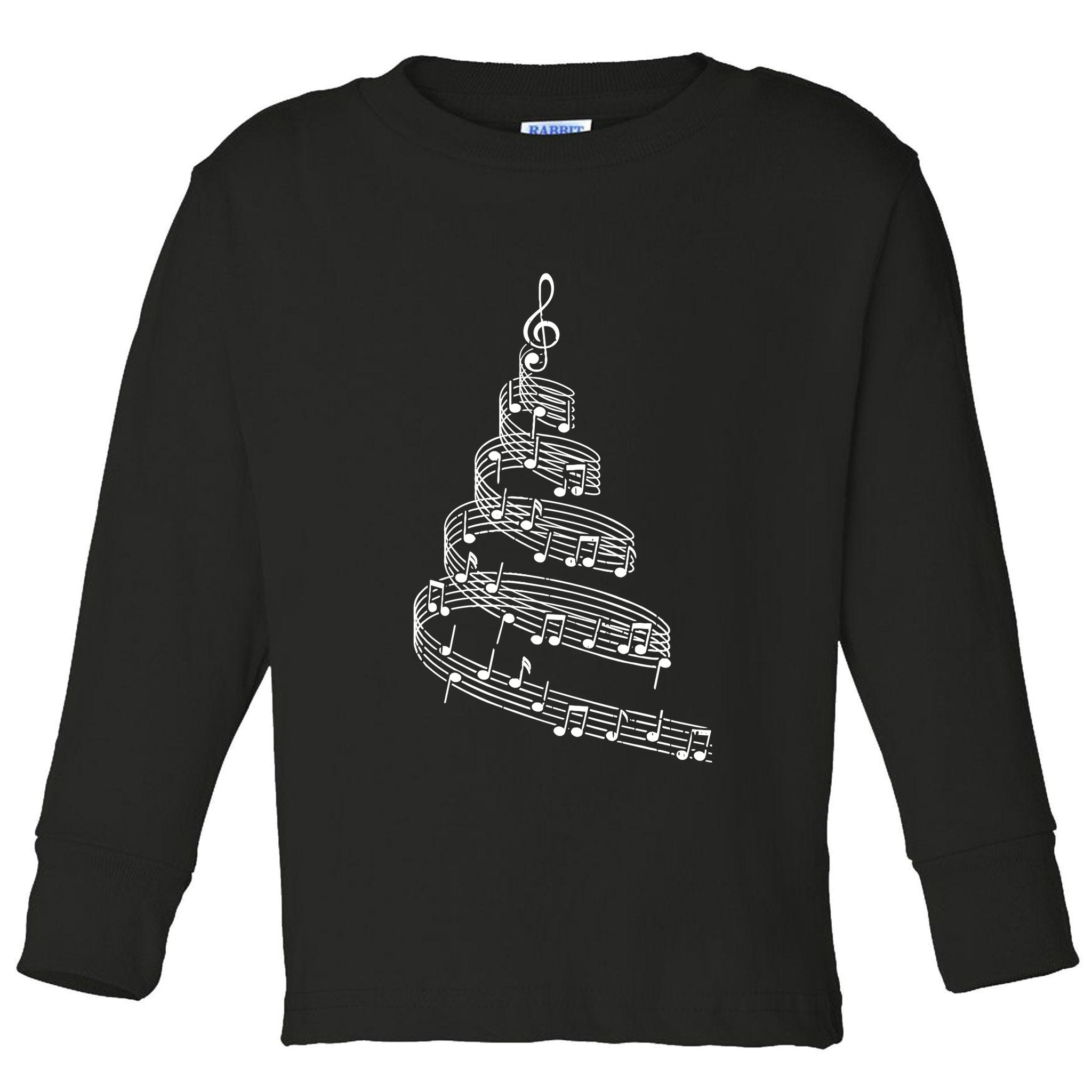 Music Note Christmas Tree Xmas Pajama Musician Toddler Long Sleeve Shirt