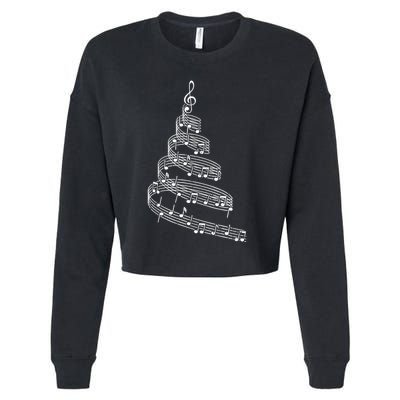 Music Note Christmas Tree Xmas Pajama Musician Cropped Pullover Crew