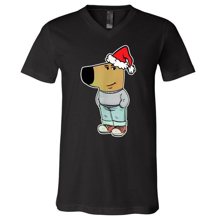 My New Character Is A Chill Guy Funny Christmas Dog Meme V-Neck T-Shirt