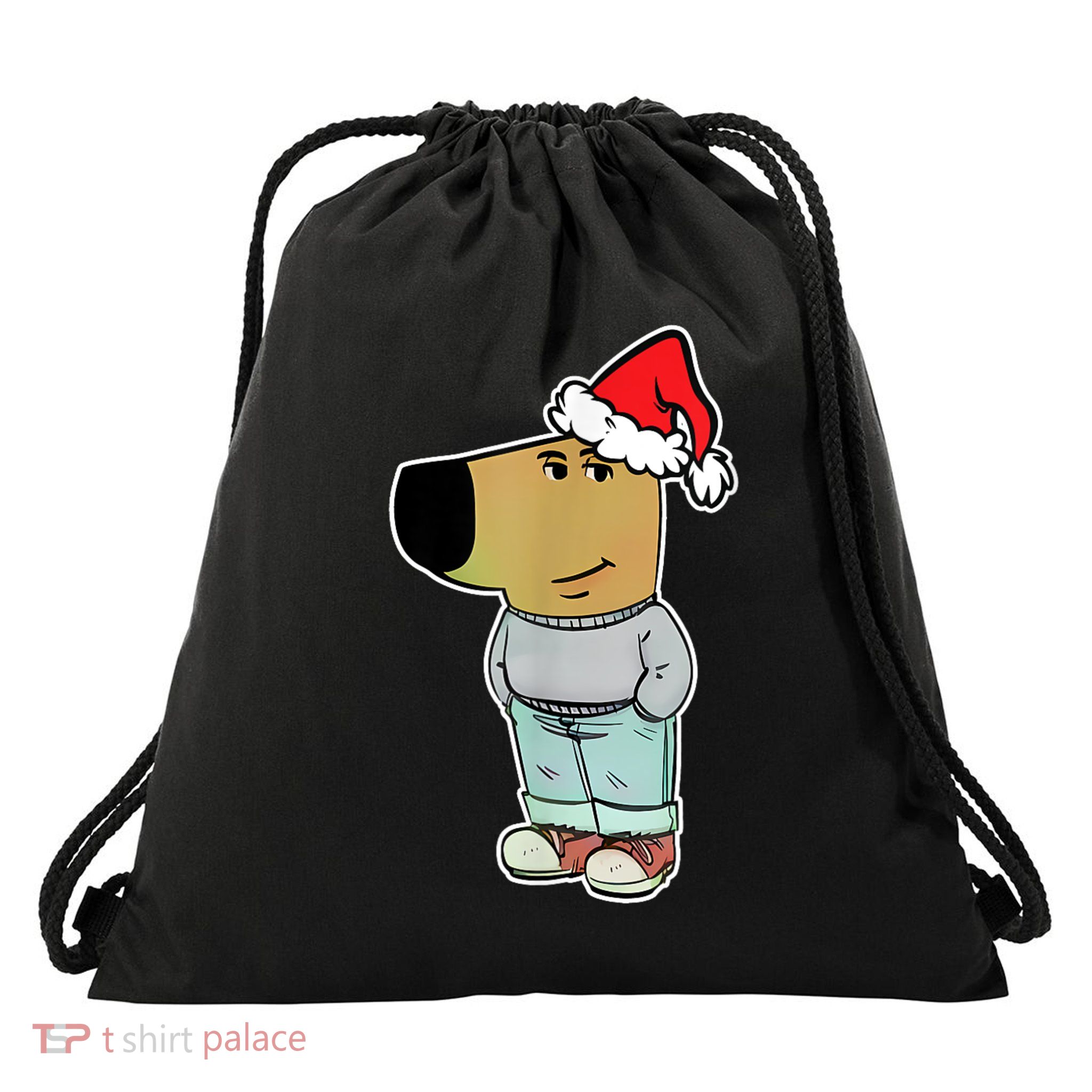 My New Character Is A Chill Guy Funny Christmas Dog Meme Drawstring Bag