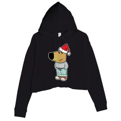 My New Character Is A Chill Guy Funny Christmas Dog Meme Crop Fleece Hoodie
