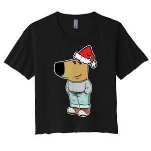 My New Character Is A Chill Guy Funny Christmas Dog Meme Women's Crop Top Tee