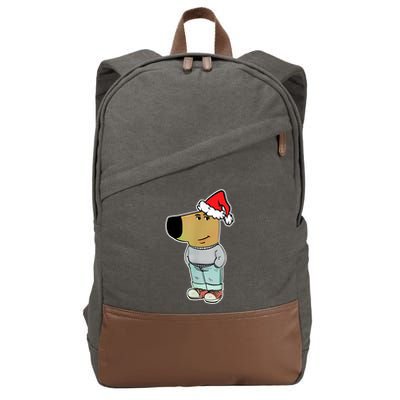 My New Character Is A Chill Guy Funny Christmas Dog Meme Cotton Canvas Backpack