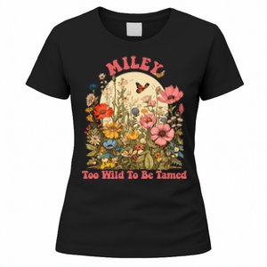 Miley Name Cute Retro Wildflower Miley Name Women's T-Shirt