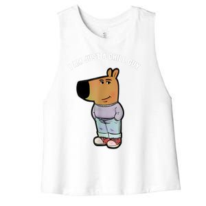 My New Character Is A Chill Guy Funny I Am Just A Chill Guy Women's Racerback Cropped Tank