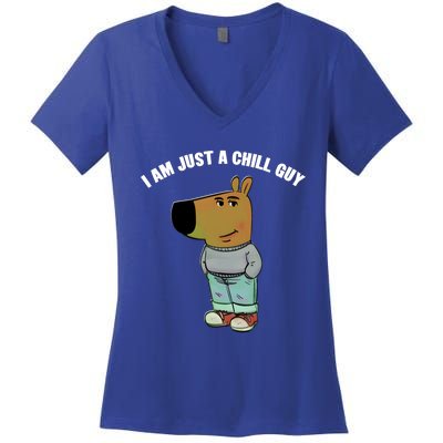 My New Character Is A Chill Guy I Am Just A Chill Guy Funny Women's V-Neck T-Shirt