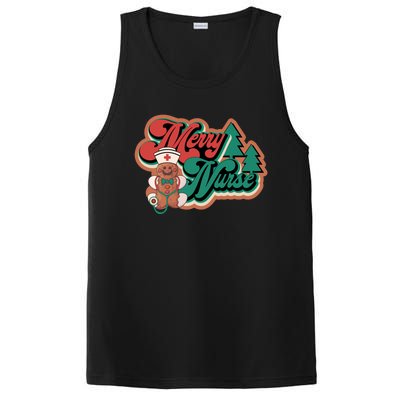 Merry Nurse Christmas Tree Retro Groovy Cookies Xmas Nursing Cute Gift PosiCharge Competitor Tank