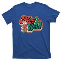 Merry Nurse Christmas Tree Retro Groovy Cookies Xmas Nursing Cute Gift T-Shirt