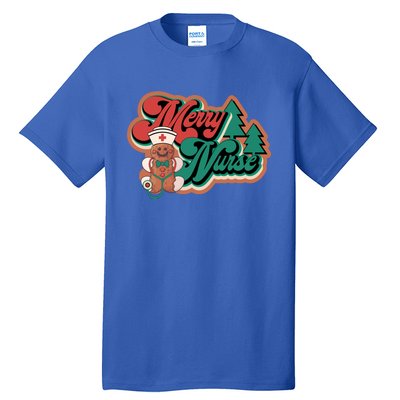 Merry Nurse Christmas Tree Retro Groovy Cookies Xmas Nursing Cute Gift Tall T-Shirt