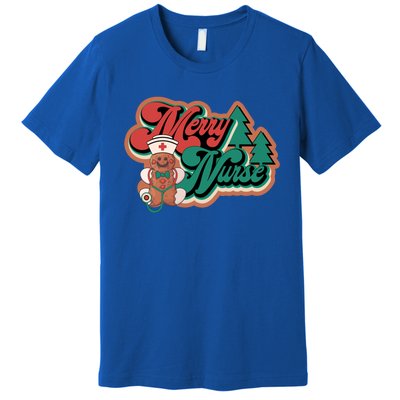 Merry Nurse Christmas Tree Retro Groovy Cookies Xmas Nursing Cute Gift Premium T-Shirt