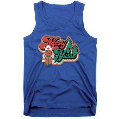 Merry Nurse Christmas Tree Retro Groovy Cookies Xmas Nursing Cute Gift Tank Top