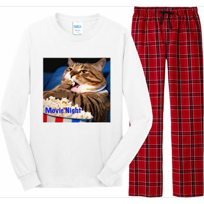 Movie Night Cat Long Sleeve Pajama Set