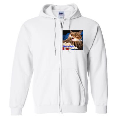 Movie Night Cat Full Zip Hoodie