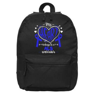 Motor Neurone Disease My Heart Belongs To A ALS Warrior ALS 16 in Basic Backpack