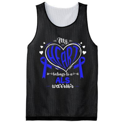 Motor Neurone Disease My Heart Belongs To A ALS Warrior ALS Mesh Reversible Basketball Jersey Tank
