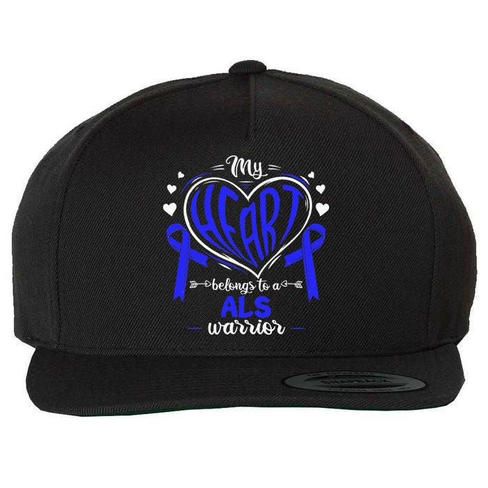 Motor Neurone Disease My Heart Belongs To A ALS Warrior ALS Wool Snapback Cap