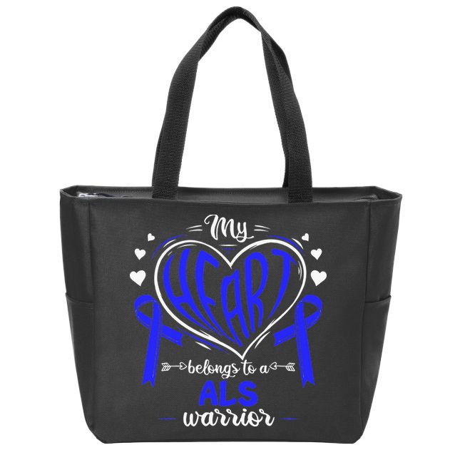 Motor Neurone Disease My Heart Belongs To A ALS Warrior ALS Zip Tote Bag