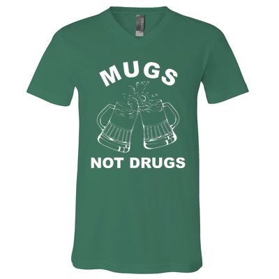 Mugs Not Drugs St Patrick's Day Funny Beer V-Neck T-Shirt