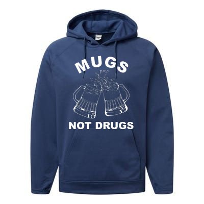 Mugs Not Drugs St Patrick's Day Funny Beer Performance Fleece Hoodie